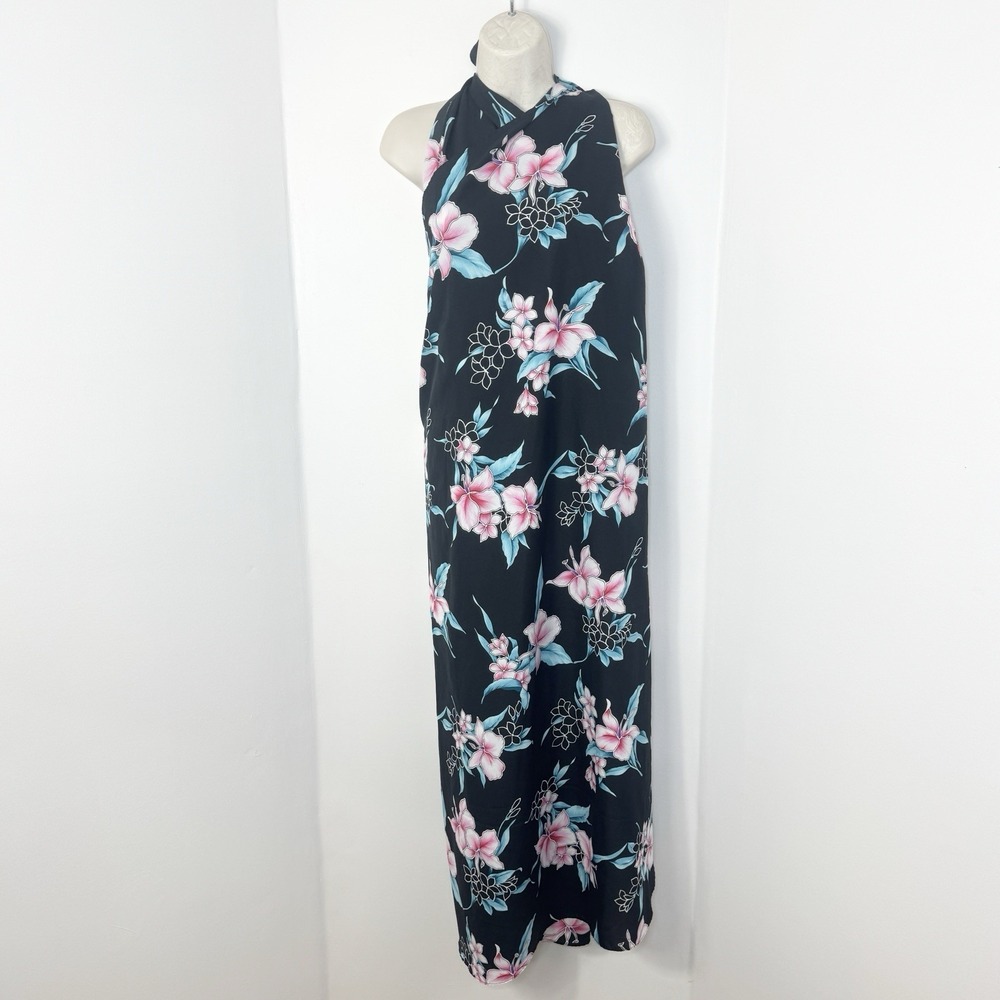 Vtg 80s Hilo Hattie Hawaii Colorful Floral Sarong Long Wrap Dress Beach Cover OS